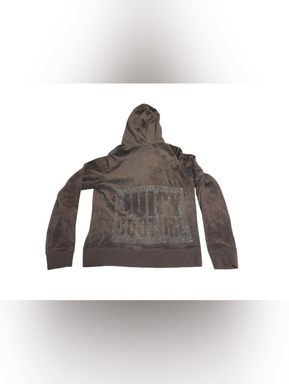 Juicy Couture Gray Hooded Velour Jacket with Rhinestone Logo Y2K
